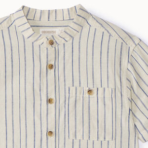 Camisa de manga corta con rayas y bolsillo para niño 