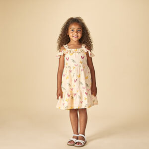 Vestido con hombros caídos estampado mariposas para niña 