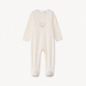 Pelele de terciopelo con bordado de animalito para bebé niño 