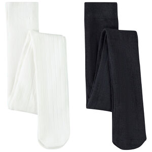 Pack de 2 leotardos gruesos de efecto canalé para niña  Main Pack de 2 leotardos gruesos de efecto canalé para niña