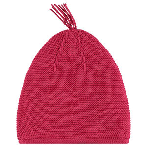 Gorro de punto liso con pompón 