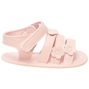 Sandalias velcro con parche de flores para niña bebé 