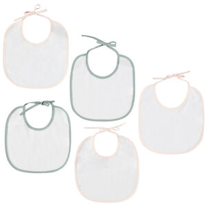 Pack de 5 baberos cortos de rizo con acabado de bies contrastante 