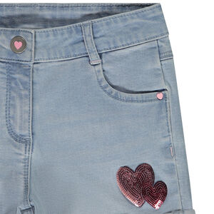 Short en denim avec coeurs en sequins pour fille 