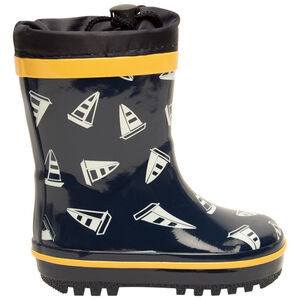 Botas de lluvia con cuello impermeable estampado de veleros para bebé niño 