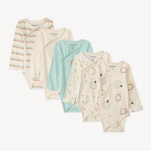 Lot de 5 bodies manches longues fantaisie pour bébé garçon avec ouvertures différentes selon l'âge 