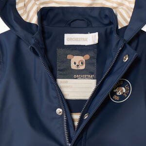 Parka lisa azul marino con capucha y orejas divertidas para bebé niño 