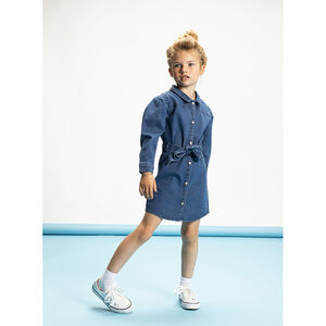 Robe chemise manches longues en denim pour fille Main Robe chemise manches longues en denim pour fille
