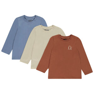 Pack de 3 camisetas de manga larga con estampado de casco para bebé niño 