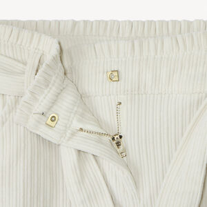 Pantalón palazzo de terciopelo de canalé con cinturón para niña 