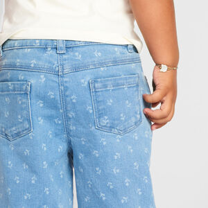 Pantalón ancho de mezclilla con estampado de flores para bebé niña 
