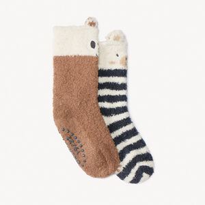 Lot de 2 paires de chaussettes antidérapantes animaux pour bébé garçon  Main Lot de 2 paires de chaussettes antidérapantes animaux pour bébé garçon