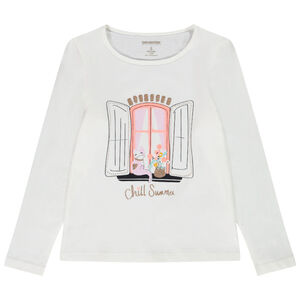 Camiseta de manga larga con estampado de punto para niña 