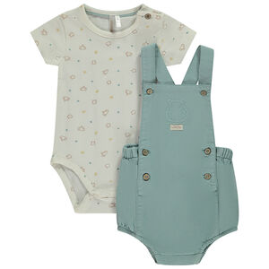 Conjunto de 2 piezas con pelele bordado para bebé niño 