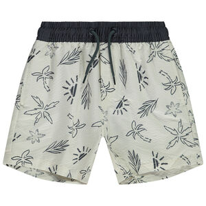 Short de baño en seersucker estampado fantasía para niño 