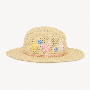 Sombrero de paja con flores bordadas niña 
