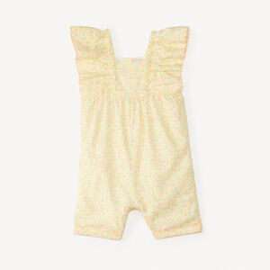 Mono corto con mangas de volantes y estampado floral para niña 