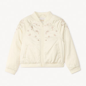 Cazadora satinado con bordados de cachemira para niña 