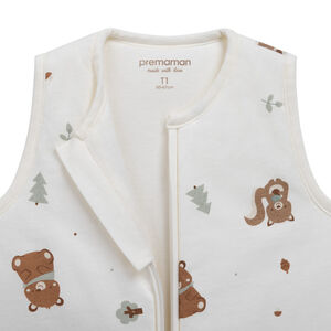Saco de dormir TOG 3 en jersey impreso con animales del Rey de los Bosques en color crudo.  Main Saco de dormir TOG 3 en jersey impreso con animales del Rey de los Bosques en color crudo.