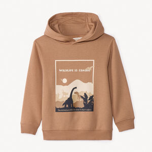 Sweat en molleton uni avec print et puff print fantaisie pour garçon 