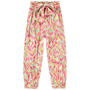 Pantalón corto fluido con nudo y estampado étnico para niña 