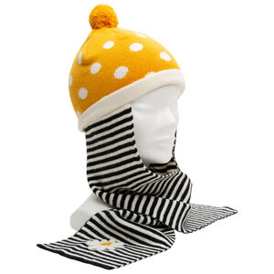 Gorro tipo bufanda de punto con lunares y rayas de jacquard 