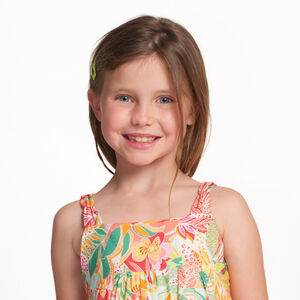Vestido sin mangas de gasa con estampado tropical para niña  Main Vestido sin mangas de gasa con estampado tropical para niña