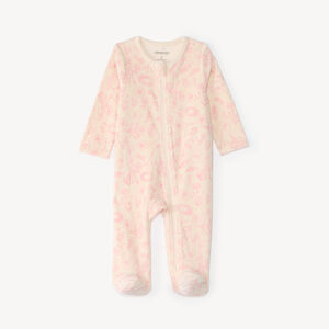 Dors-bien bébé fille zippé en velours imprimé fleurs et nœuds 