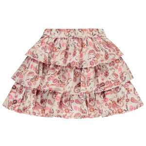 Falda con volantes estampada cachemira para niña 