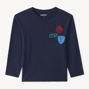 Camiseta de manga larga niño con parches bordados 