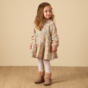 Vestido de manga larga en gasa de algodón estampada con flores para bebé niña 