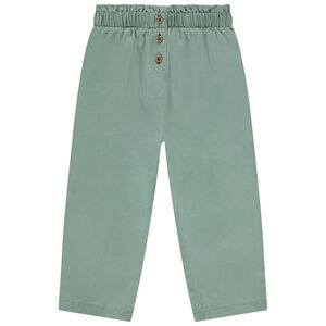 Pantalón de lona con botones de flores para bebé niña 