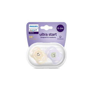 Lote de 2 chupetes silicona 0-2M Ultra Start 