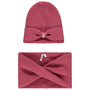Conjunto de punto con gorro + snood con strass para niña.  Main Conjunto de punto con gorro + snood con strass para niña.
