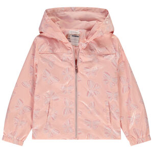 Chaqueta cortavientos estampado mariposas y forrada para niña 