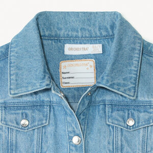 Chaqueta de mezclilla sin mangas con cuello camisero niña 