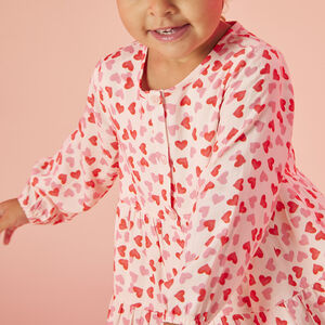 Vestido de manga larga con estampado de corazones para bebé niña 