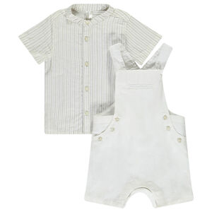 Conjunto de camisa a rayas + pichi corto para bebé niño 