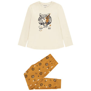 Pyjama 2 pièces en interlock t-shirt manches longues + pantalon imprimé tigres pour garçon Main Pyjama 2 pièces en interlock t-shirt manches longues + pantalon imprimé tigres pour garçon