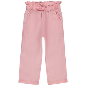 Pantalón ancho liso efecto anudado para niña 