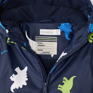 Parka de goma con estampado de dinosaurios y color cambiante para bebé niño 