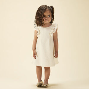 Vestido de ceremonia en jacquard con mangas bordadas para bebé niña  Main Vestido de ceremonia en jacquard con mangas bordadas para bebé niña