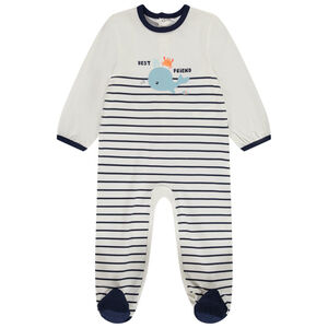 Dors-bien rayé print baleine pour bébé garçon avec ouvertures différentes selon l'âge 
