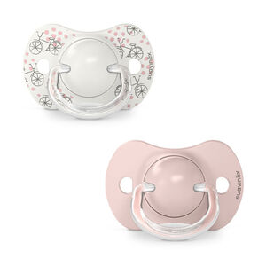 Lot de 2 sucettes silicone SX Pro 0-6M Walk in the park rose 