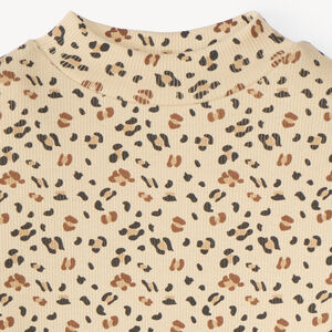 Jersey de cuello alto para niña con estampado de leopardo 