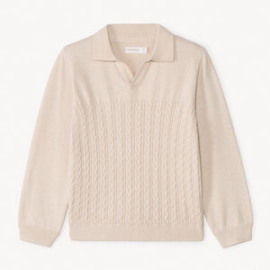 Suéter de punto trenzado de manga larga en color liso para niño. 