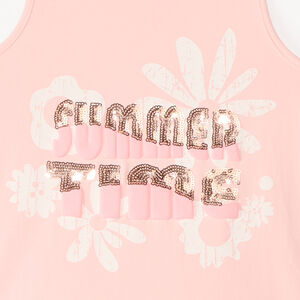 Camiseta sin mangas con estampado floral y brillos niña 