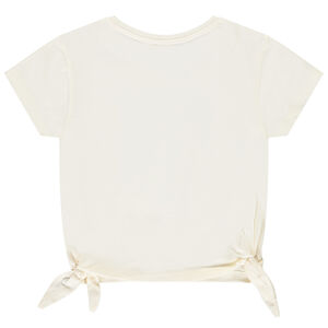 Camiseta de manga corta con bordado de tucán y lazos niña 