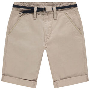 Bermudas de algodón lisas con cinturón ajustable Main Bermudas de algodón lisas con cinturón ajustable