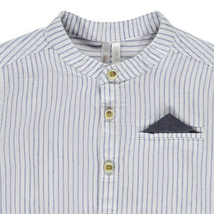 Camisa de manga corta rayada con cuello mao para bebé niño 